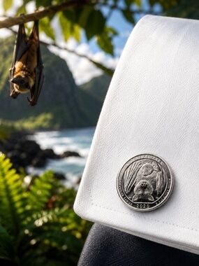 2020 American Samoa Fruit Bat Quarter Cufflinks – Handcrafted Coin Jewellery